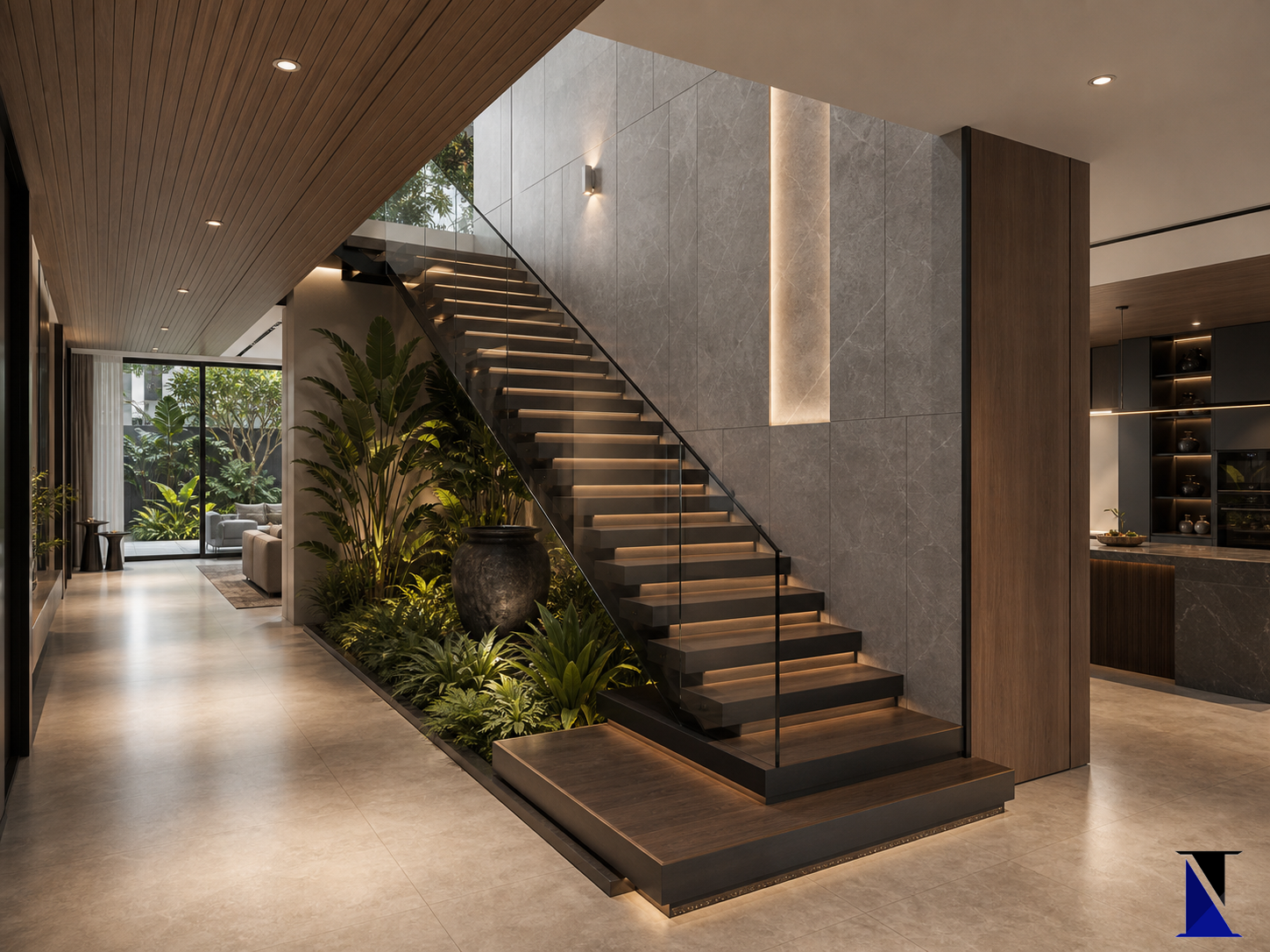 Bungalow House foyer and staircase